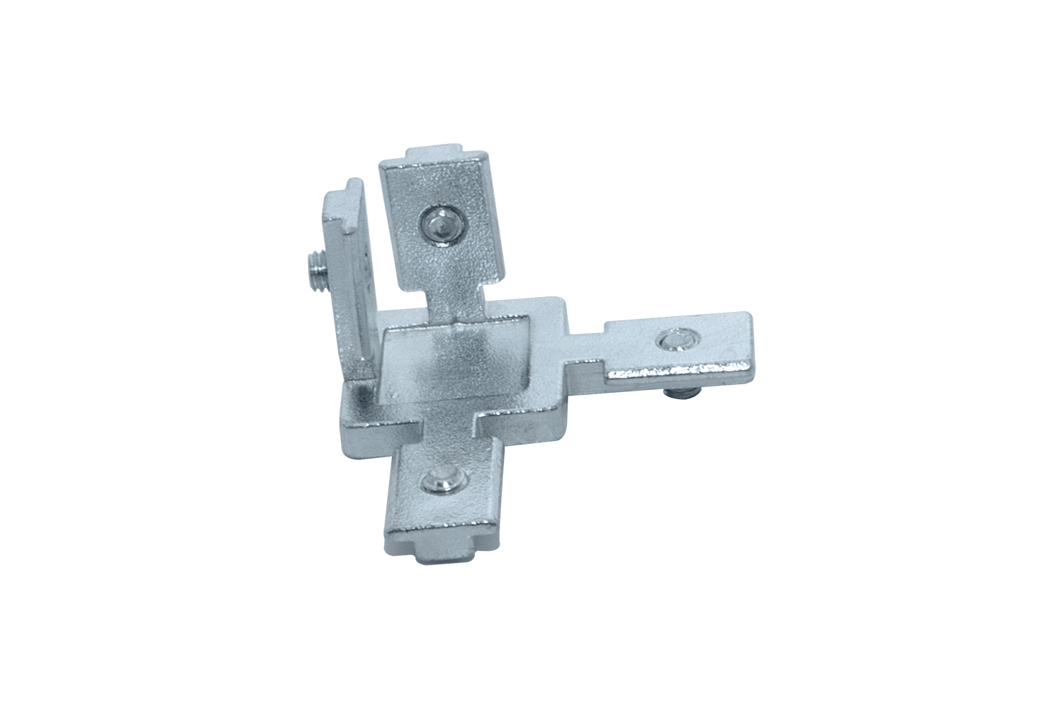 The die-cast zinc corner bracket is a profile connector designed for aluminum profiles such as Item and Bosch, compatible with slot size 8. corner bracket profile connector aluminum profiles Item Bosch slot size 8 die-cast zinc
