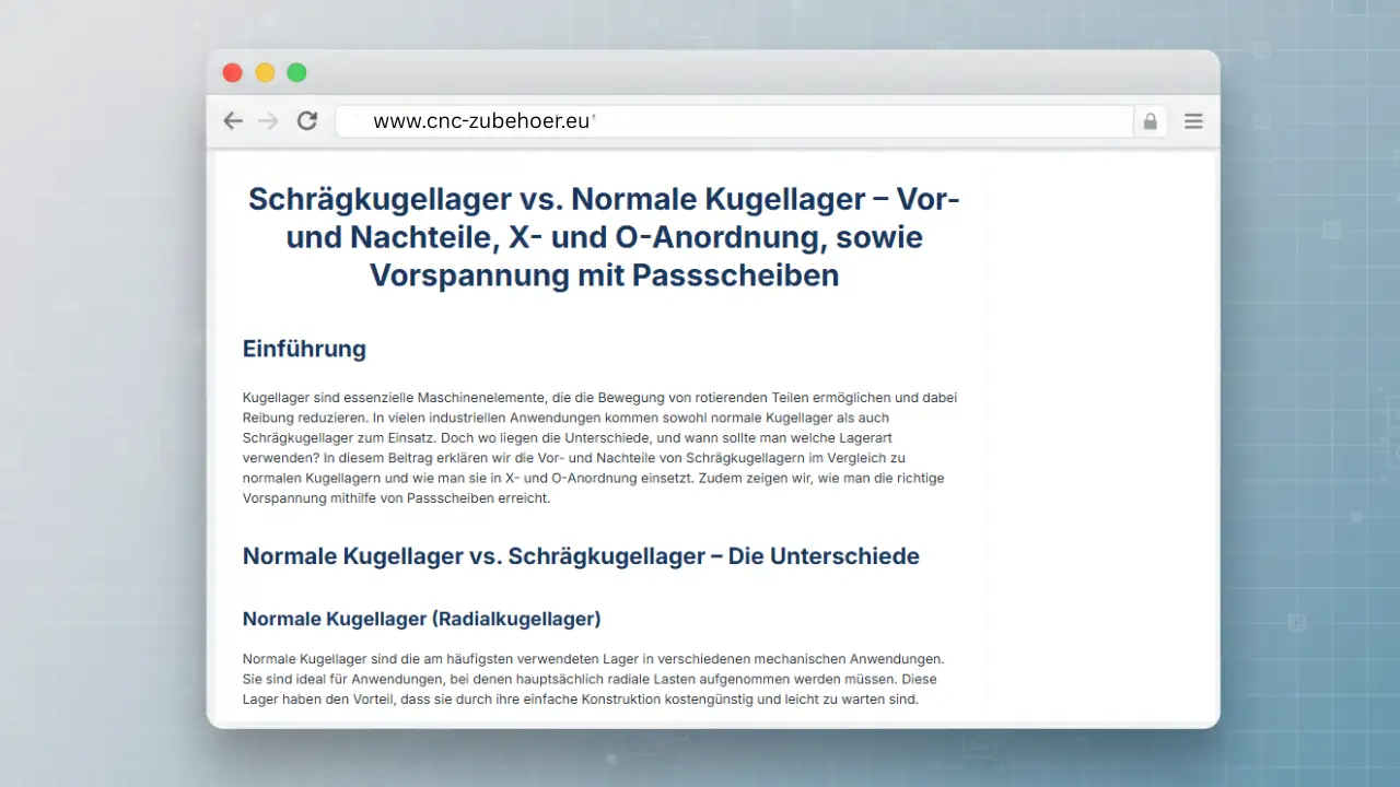 Schrägkugellager und normale Kugellager im Vergleich