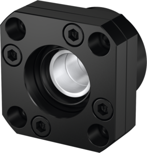 Hiwin Festlager der FK-Serie, ein Präzisions-Flanschlager für den Einsatz in CNC-Maschinen und Automationssystemen mit Kugelgewindetrieben	 Hiwin Flansch-Festlager (Fixed Bearing) der FK-Serie für Kugelgewindetriebe