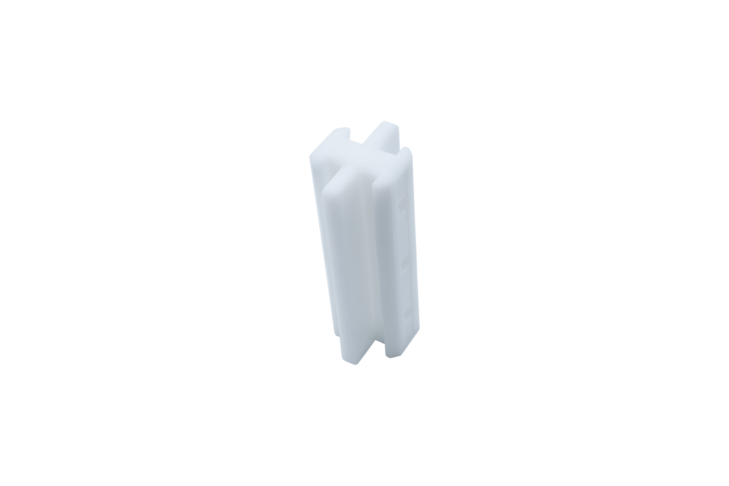Profilgleiter aus POM (Polyoxymethylen), passend für Nut 8 und 10 Aluminiumprofile von Item und Bosch für diverse Anwendungen	 POM Profilgleiter für Item/Bosch Profile (Nut 8/10), Draufsicht