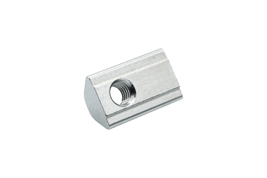 The stainless steel T-nut with centering is designed for aluminum profiles, such as those from Item and Bosch, and is used for secure mounting in slot size 8. T-nut with centering galvanized steel Slot 8 aluminum profiles Item Bosch
