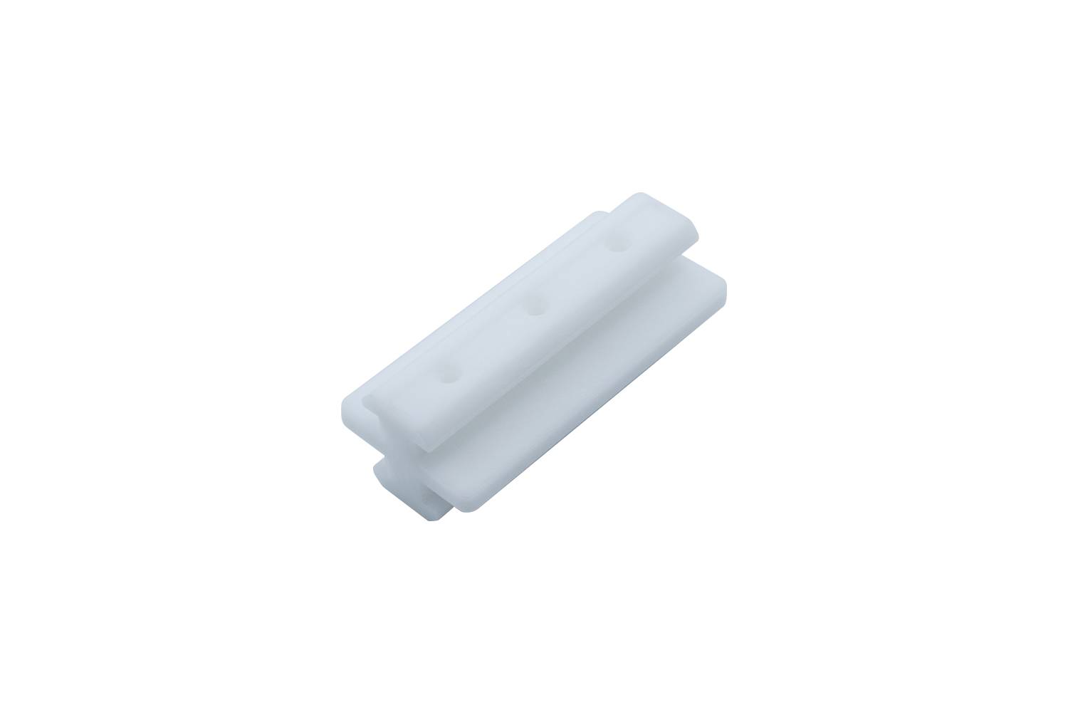 POM-Profilgleiter aus Polyoxymethylen, konzipiert für Aluminiumprofile (Nut 8/10, Item/Bosch) in Türen, Fenstern und Werkzeugen	 POM Profilgleiter für Item/Bosch Profile mit Nut 8 und 10, Vorderansicht