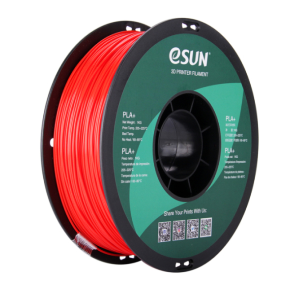 eSUN PLA+ Filament in Rot, 1kg, 1,75mm Durchmesser - Hochwertiges 3D-Druckmaterial für Rapid Prototyping und Modellbau	 Eine rote 1kg Rolle eSUN PLA+ Filament für 3D-Drucker