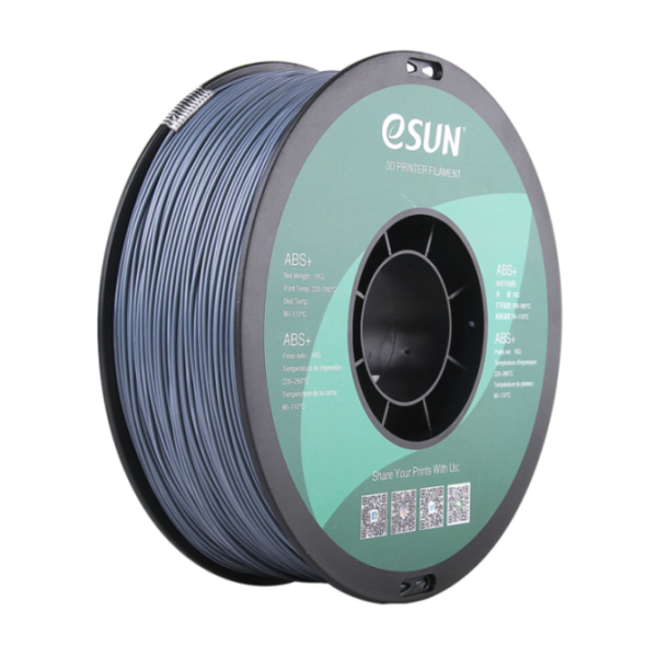 eSUN ABS+ Filament in Grau, 1kg, 1,75mm - Premium-Material für den 3D-Druck, ideal für technische Prototypen und Bauteile	 Eine graue 1kg Spule eSUN ABS+ 3D-Drucker Filament