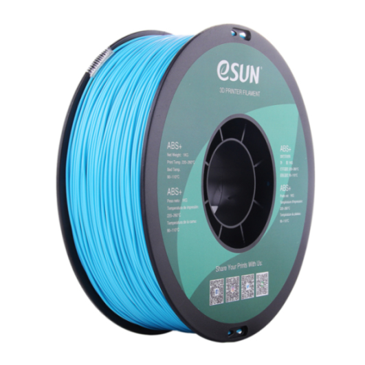 eSUN ABS+ Filament in Hellblau, 1kg, 1,75mm Durchmesser - Hochwertiges Filament für den professionellen 3D-Druck	 Eine hellblaue 1kg Spule eSUN ABS+ Filament
