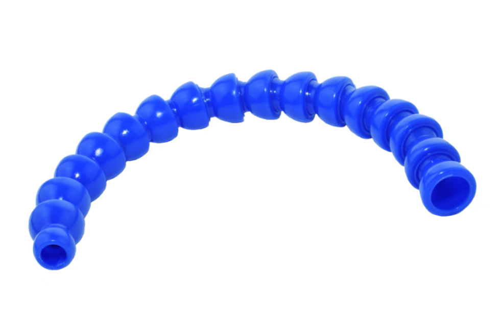 Gelenkschlauch aus ABS-Kunststoff, als modularer Kühlmittelschlauch in CNC-Kühlsystemen zur Zufuhr von Schneidflüssigkeiten	 Blauer, modularer Gelenkschlauch (Kühlmittelschlauch) aus ABS für CNC-Maschinen