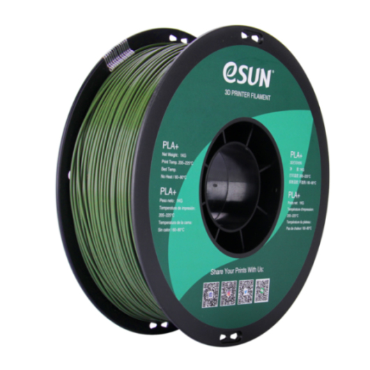 eSUN PLA+ Filament in Olivgrün, 1kg, 1,75mm - Qualitäts-Filament für Rapid Prototyping und den professionellen 3D-Druck	 1kg Rolle des eSUN PLA+ Filaments in der Farbe Olivgrün