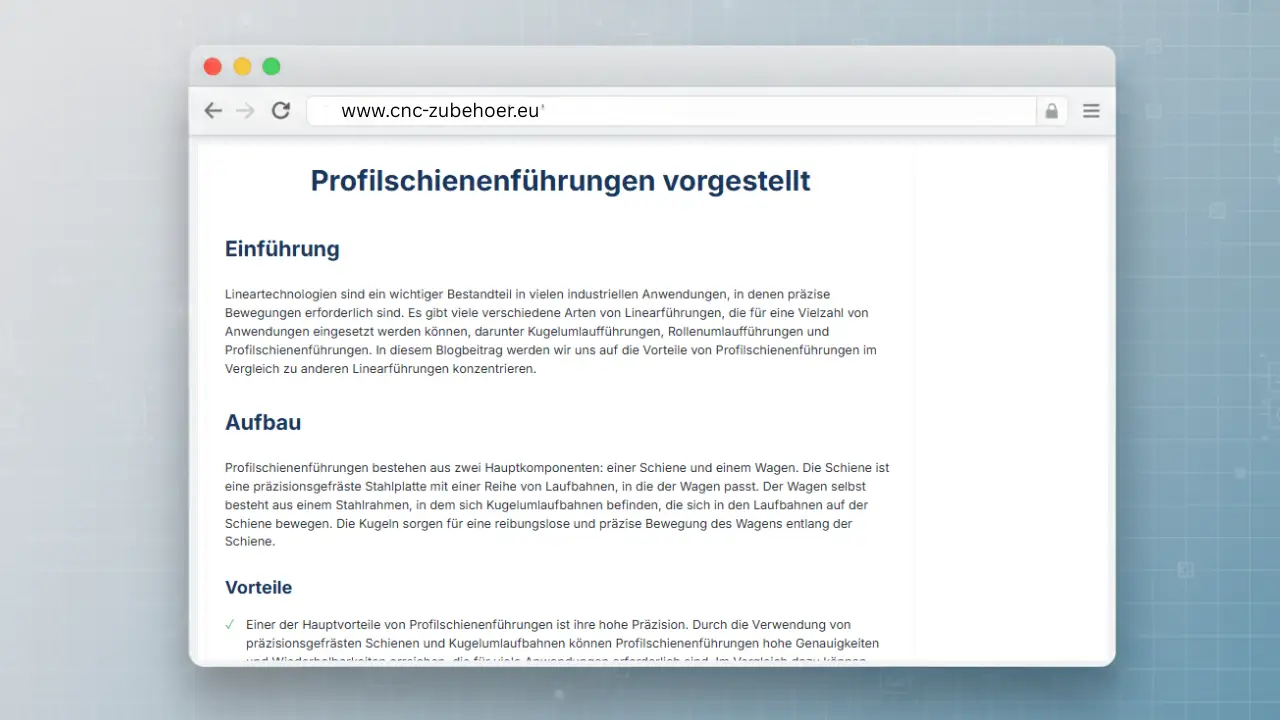 Aufbau und Vorteile von Profilschienenführungen