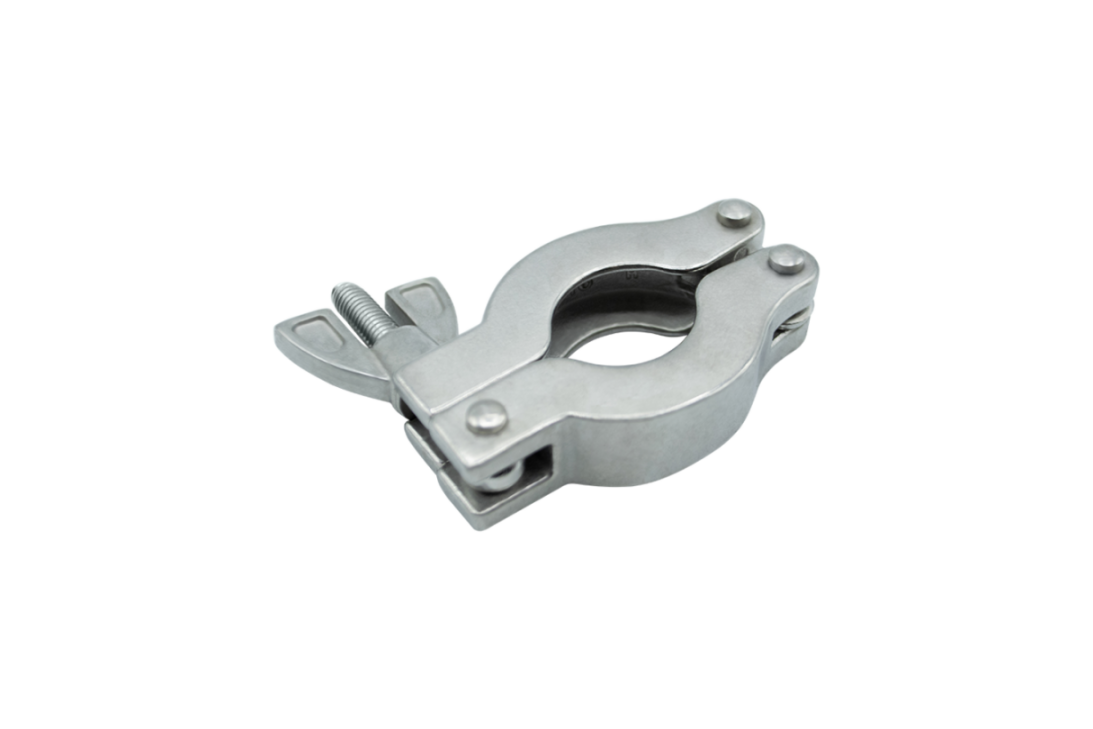 Vorderansicht des Edelstahl-Spannrings für Vakuumflansch-Verbindungen (KF-Flansch)