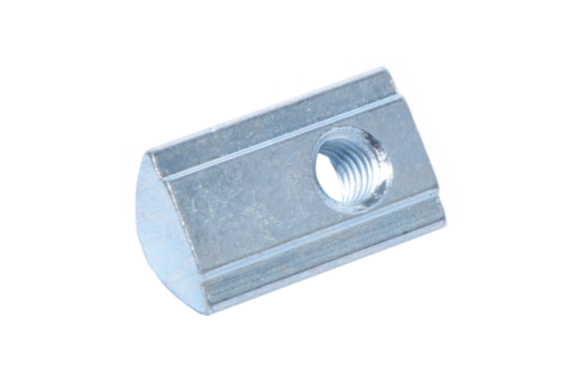 The galvanized steel T-nut with centering is designed for aluminum profiles, such as those from Item and Bosch, and is used for secure mounting in slot sizes 5, 6, 8 or 10. T-nut with centering galvanized steel Slot 5, 6, 8, 10 aluminum profiles Item Bosch