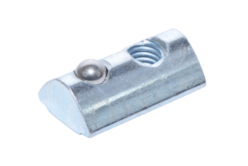 The galvanized steel T-nut with centering is designed for aluminum profiles, such as those from Item and Bosch, and is used for secure mounting in slot sizes 5, 6, 8 or 10. T-nut with centering galvanized steel Slot 5, 6, 8, 10 aluminum profiles Item Bosch