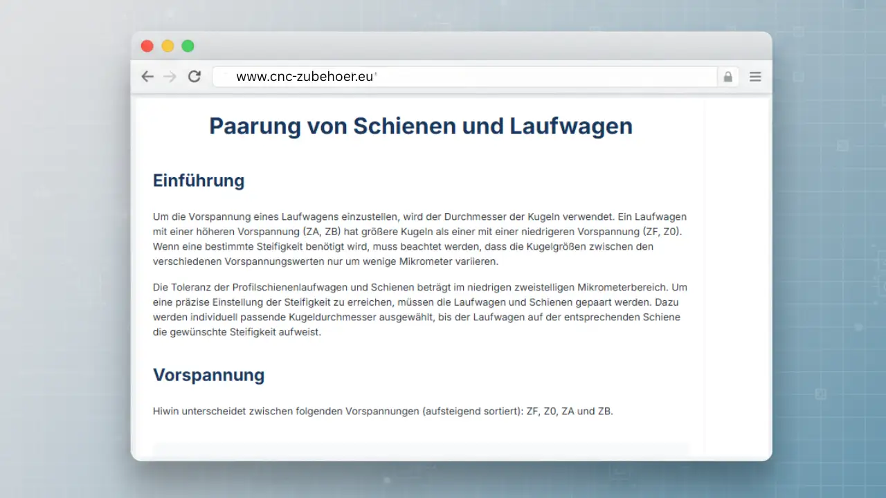Profilschienen und Laufwagen richtig paaren und vorspannen