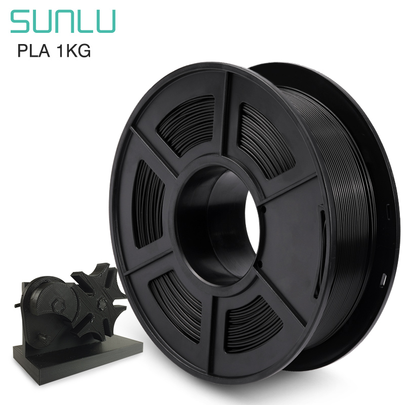 SUNLU PLA+ Filament in Schwarz, 1kg, 1,75mm Durchmesser - Premium-Material für den professionellen 3D-Druck und Rapid Prototyping	 Eine schwarze 1kg Rolle eSUN PTEG 3D-Drucker Filament