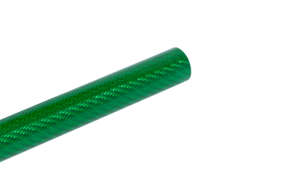 The green CFK tube, made of 3K bidirectional carbon fiber is used for high-strength applications in model making, engineering, and mechanical engineering. green CFK tube 3K Carbon bidirectional high strength Model making Engineering Mechanical engineering