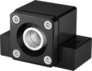 Hiwin Festlager der EK-Serie, ein Präzisions-Stehlager für den Einsatz in CNC-Maschinen und Automationssystemen mit Kugelgewindetrieben	 Hiwin Stehlager-Festlager (Fixed Bearing) der EK-Serie für Kugelgewindetriebe