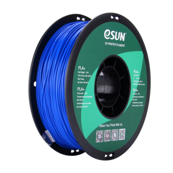 eSUN PLA+ Filament in Blau, 1kg, 1,75mm Durchmesser - Hochwertiges Material für den 3D-Druck, additive Fertigung und Modellbau	 Eine blaue 1kg Rolle eSUN PLA+ Filament für 3D-Drucker