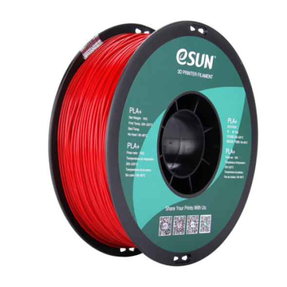 eSUN PLA+ Filament in Feuerrot, 1kg, 1,75mm Durchmesser - Hochwertiges 3D-Druckmaterial für die additive Fertigung und Prototypenbau	 Eine feuerrote 1kg Spule des eSUN PLA+ 3D-Drucker Filaments