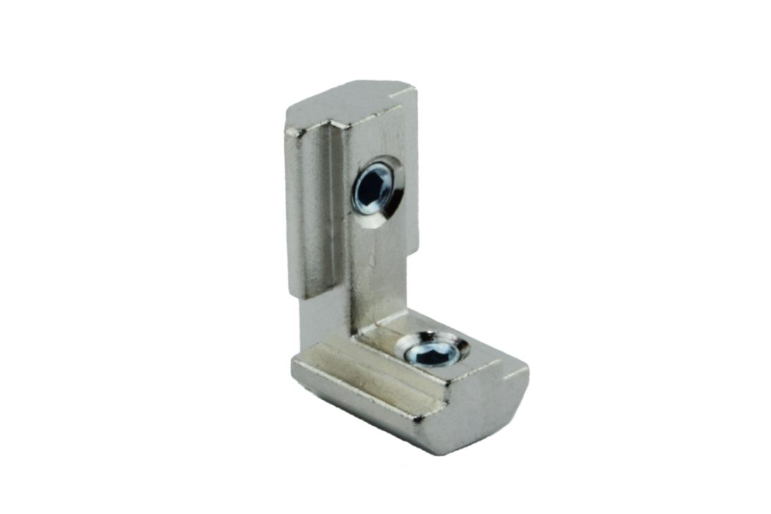 The internal and external angle brackets, type A, are profile connectors designed for aluminum profiles such as Item and Bosch, compatible with slot sizes 8 and 10. internal and external angle brackets type A profile connectors aluminum profiles Item Bosch slot sizes 8 and 10