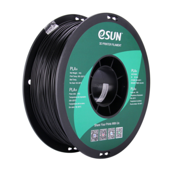 eSUN PLA+ Filament in Schwarz, 3kg, 1,75mm Durchmesser - Hochwertiges Material für den 3D-Druck und den Bau von Prototypen	 Große 3kg Rolle eSUN PLA+ Filament in Schwarz für den 3D-Druck