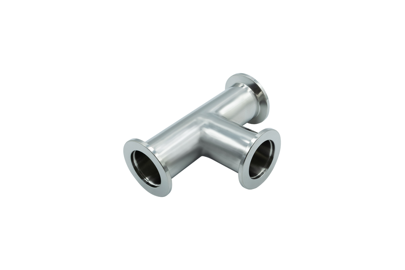 The stainless steel vacuum tube t-piece is used to split a vacuum line into two branches or to connect additional components such as gauges and valves. vacuum  t-piece stainless steel vacuum system  vacuum line  pressure measurement  branch connection  vacuum pump  laboratory equipment  vacuum chamber  vacuum fittings