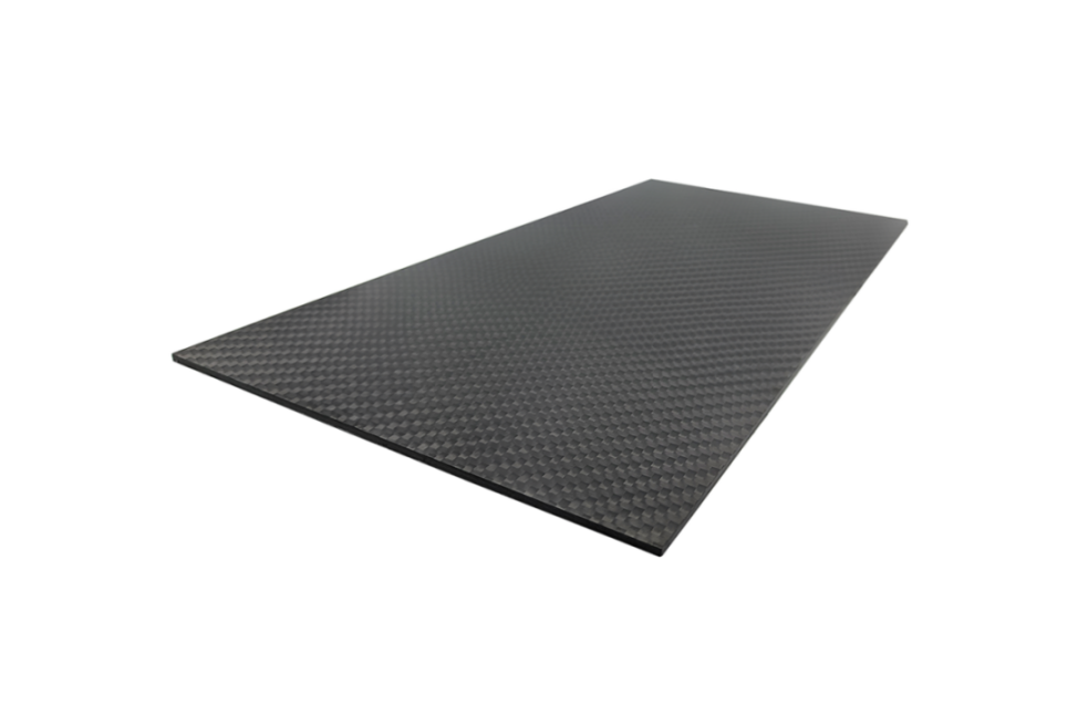 The CFK plate, made of 3K bidirectional carbon fiber, measures 300mm x 150mm with a thickness of 2mm and is used for high-strength applications in model making, engineering, and mechanical engineering. CFK Plate 3K 300mm x 150mm 2mm thick Carbon bidirectional high strength Model making Engineering Mechanical engineering