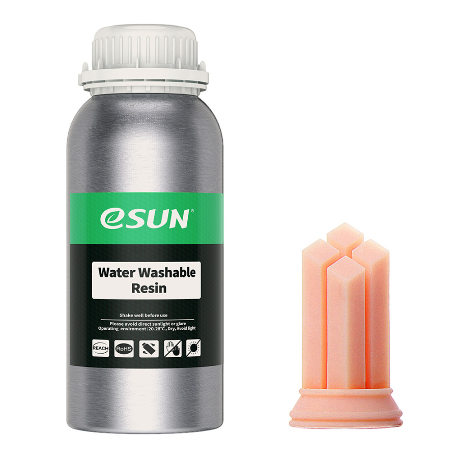 Esun Resin waterwashable 0.5kg skin is ideal for 3D printing, precision printing, additive manufacturing, prototyping, model making, architecture, jewelry making and small series parts, compatible with LCD and DLP technologies Esun Resin waterwashable 500gr skin Premium 3D printing resin LCD DLP