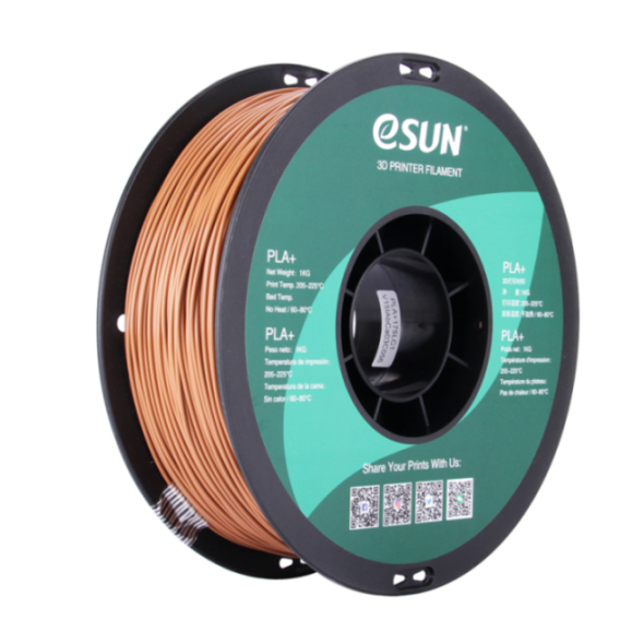 eSUN PLA+ Filament in Hellbraun, 1kg, 1,75mm Durchmesser - Hochwertiges Material für 3D-Druck-Anwendungen und Modellbau	 Hellbraune 1kg Rolle des eSUN PLA+ 3D-Drucker Filaments