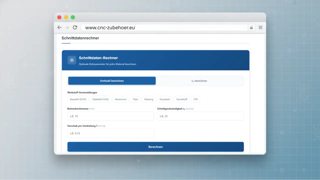 Schnittdatenrechner für optimale Drehzahlen beim Bohren