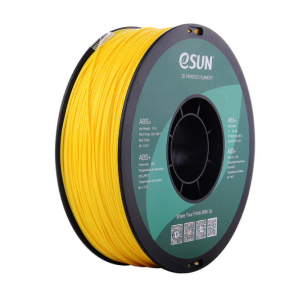 eSUN ABS+ Filament in Gelb, 1kg, 1,75mm Durchmesser - Hochwertiges technisches Filament für den 3D-Druck und Prototypenbau	 Gelbe 1kg Rolle eSUN ABS+ Filament für technische 3D-Drucke