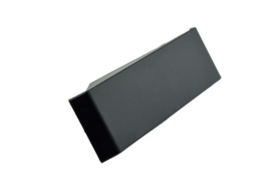 Nylon-Abdeckkappe für schwere Winkel, bietet eine schützende und optisch ansprechende Abdeckung für Aluprofile	 Schwarze Nylon-Abdeckkappe für schwere Winkel, Draufsicht